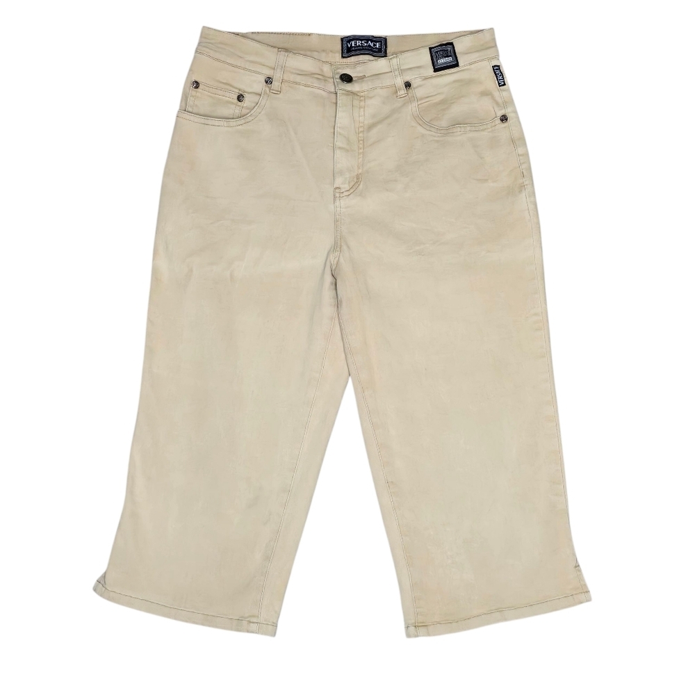 Versace Light Tan Cropped Pants 100% Cotton Y2K from 2000